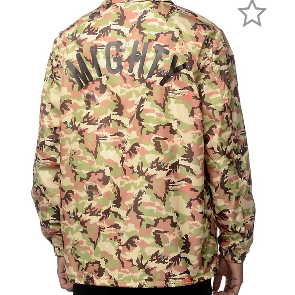 RARE !! LIKE NEW ! Mighty Healthy camo zip up coaches jacket /windbreaker !